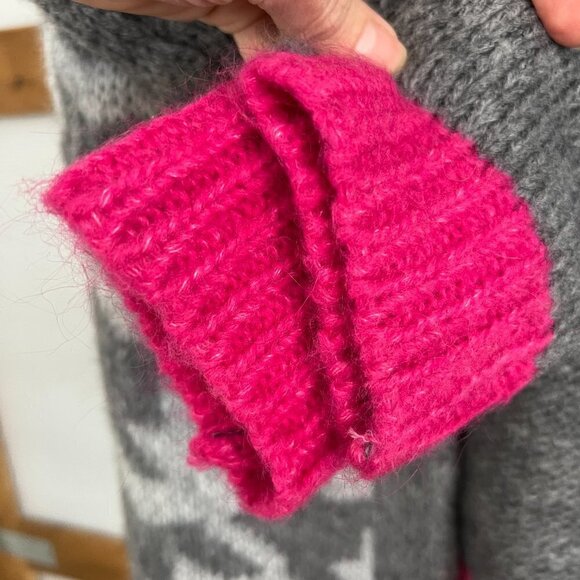 NWT Elisabetta‎ Collection Wool Mohair Blend Houndstooth Cardigan Grey Pink Sz S - Picture 5 of 14